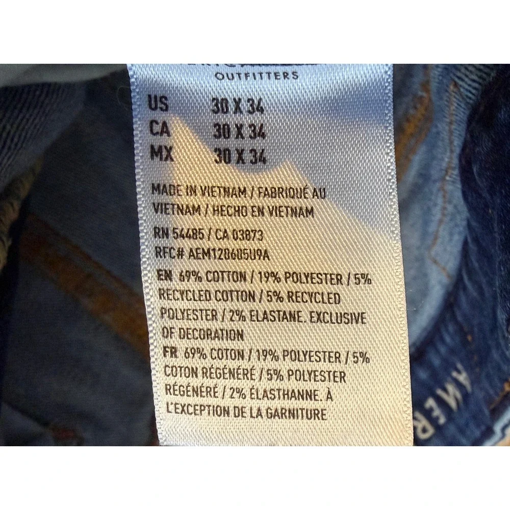 American Eagle Athletic Skinny Jeans 30x34 Mens‎ Airflex Temp Tech 30 x 34 Jean